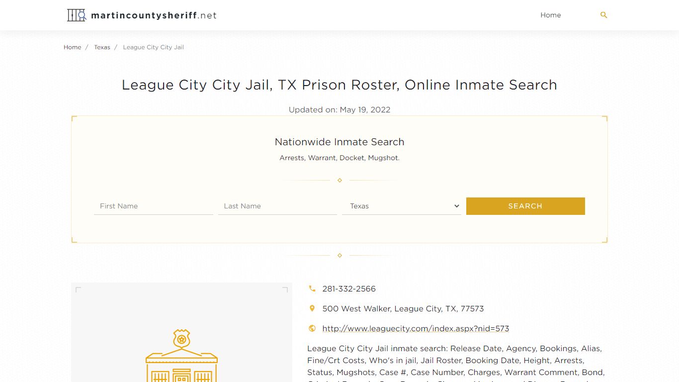 League City City Jail, TX Prison Roster, Online Inmate Search